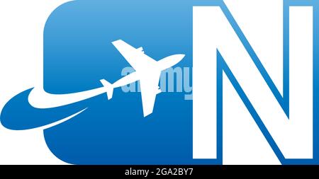 Letter N with plane logo icon design vector illustration Stock Vector