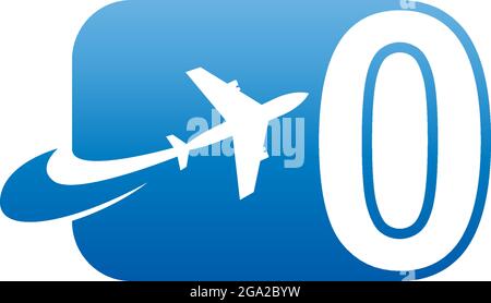 Number zero with plane logo icon design vector illustration Stock Vector