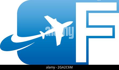 Letter F with plane logo icon design vector illustration Stock Vector