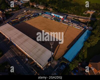 Macclesfield Town Football Club The Silkmen Aerial Drone Photo Photography Taken Just before the Club was forced to Fold Stock Photo