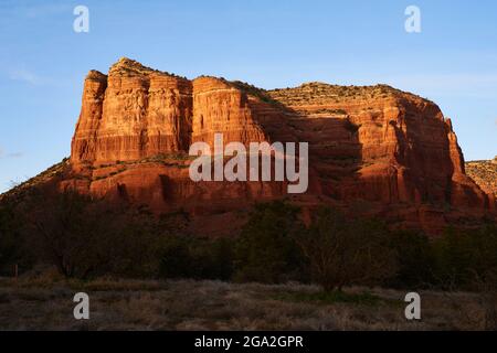 Sunset on Courthouse Butte; Sedona, Arizona, United States of America Stock Photo