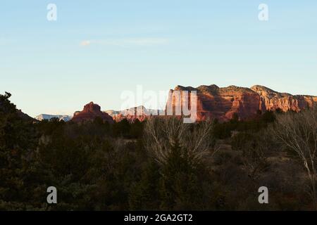 Sunset on Courthouse Butte; Sedona, Arizona, United States of America Stock Photo
