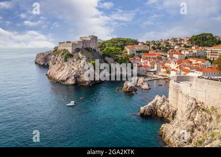 Old city of Dubrovnik, Croatia along the coast of the Adriatic Sea; Dubrovnik, Croatia Stock Photo