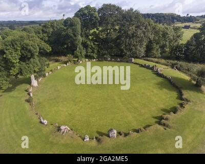 Aerial view of the Grange Stone Circle at Lough Gur; County Limerick, Ireland Stock Photo