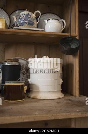A canister which held leeches sits on a shelf in Strokestown Park; Strokestown, County Roscommon, Ireland Stock Photo