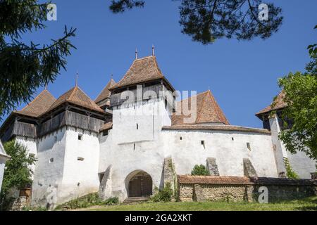 Viscri Fortified Saxon Church; Brasov County, Transylvania, Romania Stock Photo