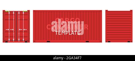 Cargo container box isolated vector. Cargo sides delivery business template Stock Vector