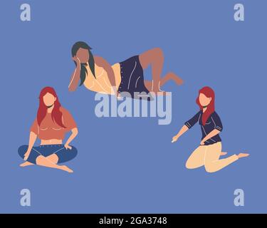 three girls playing board games Stock Vector