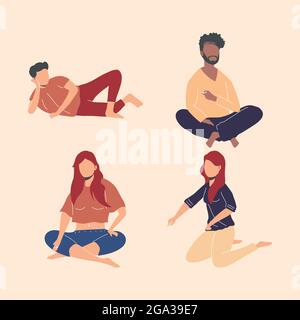 four persons playing board games Stock Vector