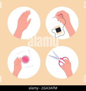hand made four projects icons Stock Vector