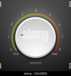 Volume music control knob icon panel. Audio knob element interface Stock Vector
