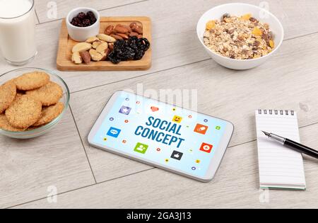 Healthy Tablet Pc compostion, social networking concept