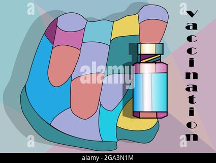 vaccination and hand. abstract multicolr vector illustration Stock Vector