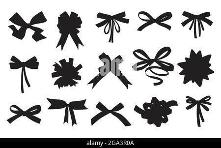 Black and white ribbon bows wrapping. On gray background Stock Vector Image  & Art - Alamy