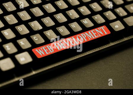 Conceptual caption Web Development. Word Written on work involved in developing a website for the Internet Typing Online Member Name Lists, Creating Stock Photo