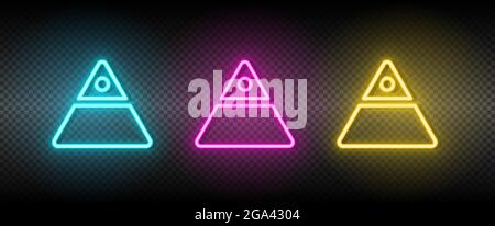 finance pyramid neon vector icon. Illustration neon blue, yellow, red icon set. Stock Vector