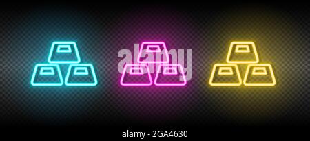 bank, gold, money neon vector icon. Illustration neon blue, yellow, red icon set. Stock Vector