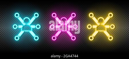 business, network, product neon vector icon. Illustration neon blue, yellow, red icon set. Stock Vector