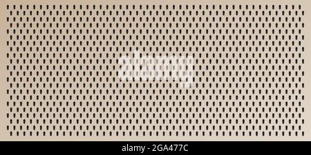 Peg board with oval holes. Rectangle brown peg board perforated texture background for working bench tools. Vector illustration Stock Vector