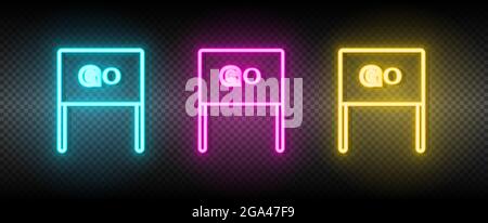 Flag Go Launch Neon Vector Icon Illustration Neon Blue Yellow Red Icon Set Stock Vector Image Art Alamy