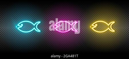 big, fish, small, business neon vector icon. Illustration neon blue, yellow, red icon set. Stock Vector
