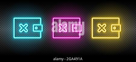 delete, money, wallet neon vector icon. Illustration neon blue, yellow, red icon set Stock Vector
