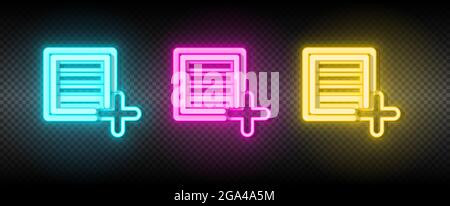 new, order, box neon vector icon. Illustration neon blue, yellow, red icon set. Stock Vector