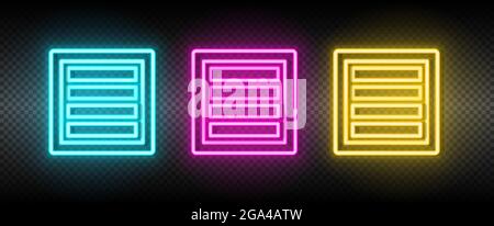 box neon vector icon. Illustration neon blue, yellow, red icon set. Stock Vector