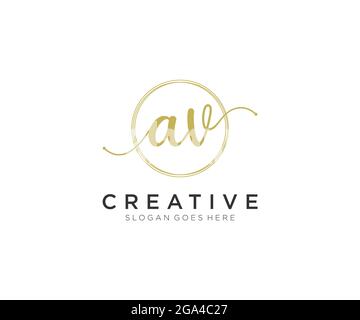 AV Feminine logo beauty monogram and elegant logo design, handwriting logo of initial signature, wedding, fashion, floral and botanical with creative Stock Vector