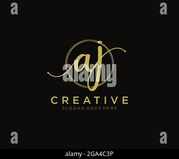 AJ Feminine logo beauty monogram and elegant logo design, handwriting logo of initial signature, wedding, fashion, floral and botanical with creative Stock Vector