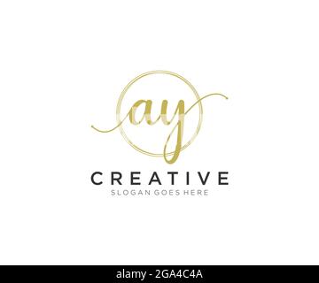 AY Feminine logo beauty monogram and elegant logo design, handwriting logo of initial signature, wedding, fashion, floral and botanical with creative Stock Vector