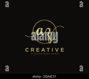 AZ Feminine logo beauty monogram and elegant logo design, handwriting logo of initial signature, wedding, fashion, floral and botanical with creative Stock Vector