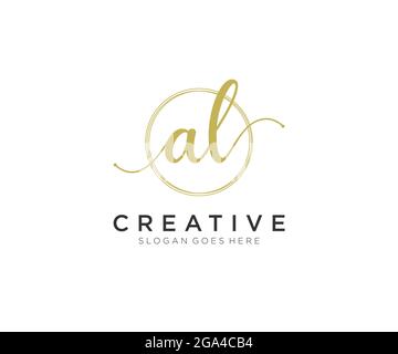 AL Feminine logo beauty monogram and elegant logo design, handwriting logo of initial signature, wedding, fashion, floral and botanical with creative Stock Vector
