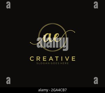 AE Feminine logo beauty monogram and elegant logo design, handwriting logo of initial signature, wedding, fashion, floral and botanical with creative Stock Vector