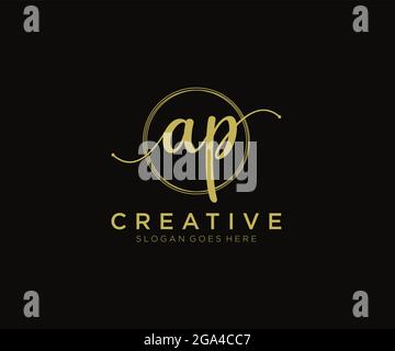 AP Feminine logo beauty monogram and elegant logo design, handwriting logo of initial signature, wedding, fashion, floral and botanical with creative Stock Vector