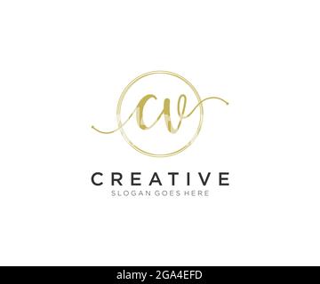 CV beauty monogram and elegant logo design handwriting logo of initial ...