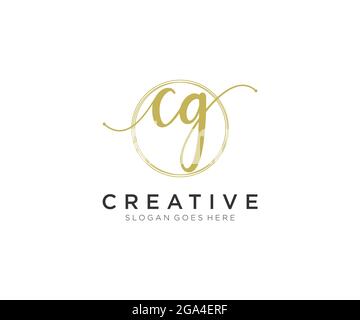 CG Feminine logo beauty monogram and elegant logo design, handwriting logo of initial signature, wedding, fashion, floral and botanical with creative Stock Vector