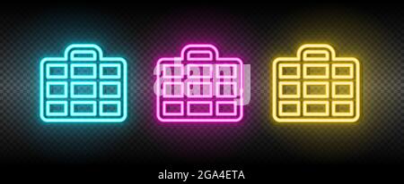 case, million, money neon vector icon. Illustration neon blue, yellow, red icon set. Stock Vector