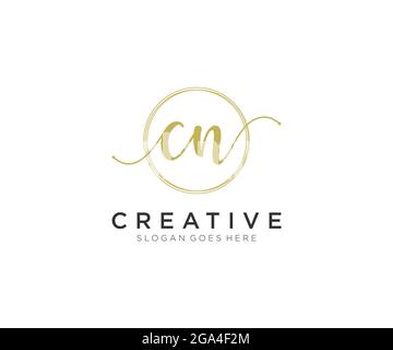 CN Feminine logo beauty monogram and elegant logo design, handwriting logo of initial signature, wedding, fashion, floral and botanical with creative Stock Vector