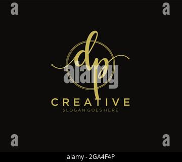 DP Feminine logo beauty monogram and elegant logo design, handwriting logo of initial signature, wedding, fashion, floral and botanical with creative Stock Vector