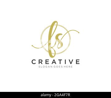 FS Feminine logo beauty monogram and elegant logo design, handwriting logo of initial signature, wedding, fashion, floral and botanical with creative Stock Vector