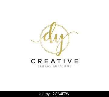 DY Feminine logo beauty monogram and elegant logo design, handwriting logo of initial signature, wedding, fashion, floral and botanical with creative Stock Vector