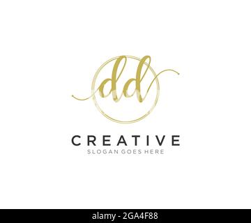 DD Feminine logo beauty monogram and elegant logo design, handwriting logo of initial signature, wedding, fashion, floral and botanical with creative Stock Vector