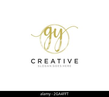 GY Feminine logo beauty monogram and elegant logo design, handwriting logo of initial signature, wedding, fashion, floral and botanical with creative Stock Vector