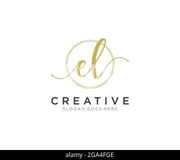 EL Feminine logo beauty monogram and elegant logo design, handwriting logo of initial signature, wedding, fashion, floral and botanical with creative Stock Vector