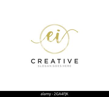 EI Feminine logo beauty monogram and elegant logo design, handwriting logo of initial signature, wedding, fashion, floral and botanical with creative Stock Vector