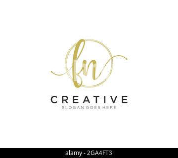 FN Feminine logo beauty monogram and elegant logo design, handwriting logo of initial signature, wedding, fashion, floral and botanical with creative Stock Vector