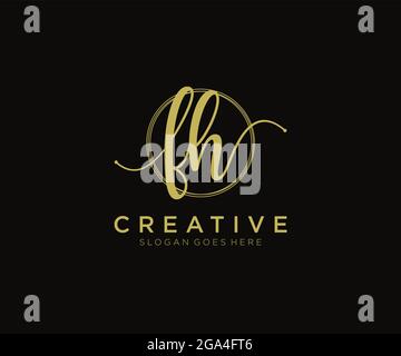 FH Feminine logo beauty monogram and elegant logo design, handwriting logo of initial signature, wedding, fashion, floral and botanical with creative Stock Vector