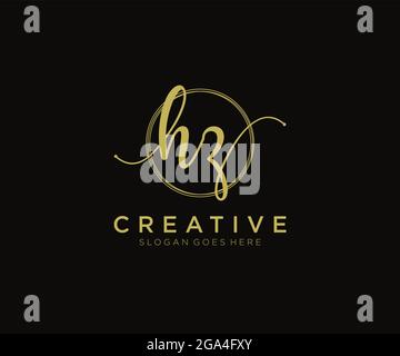 HZ Feminine logo beauty monogram and elegant logo design, handwriting logo of initial signature, wedding, fashion, floral and botanical with creative Stock Vector