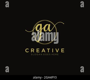 GA Feminine logo beauty monogram and elegant logo design, handwriting logo of initial signature, wedding, fashion, floral and botanical with creative Stock Vector